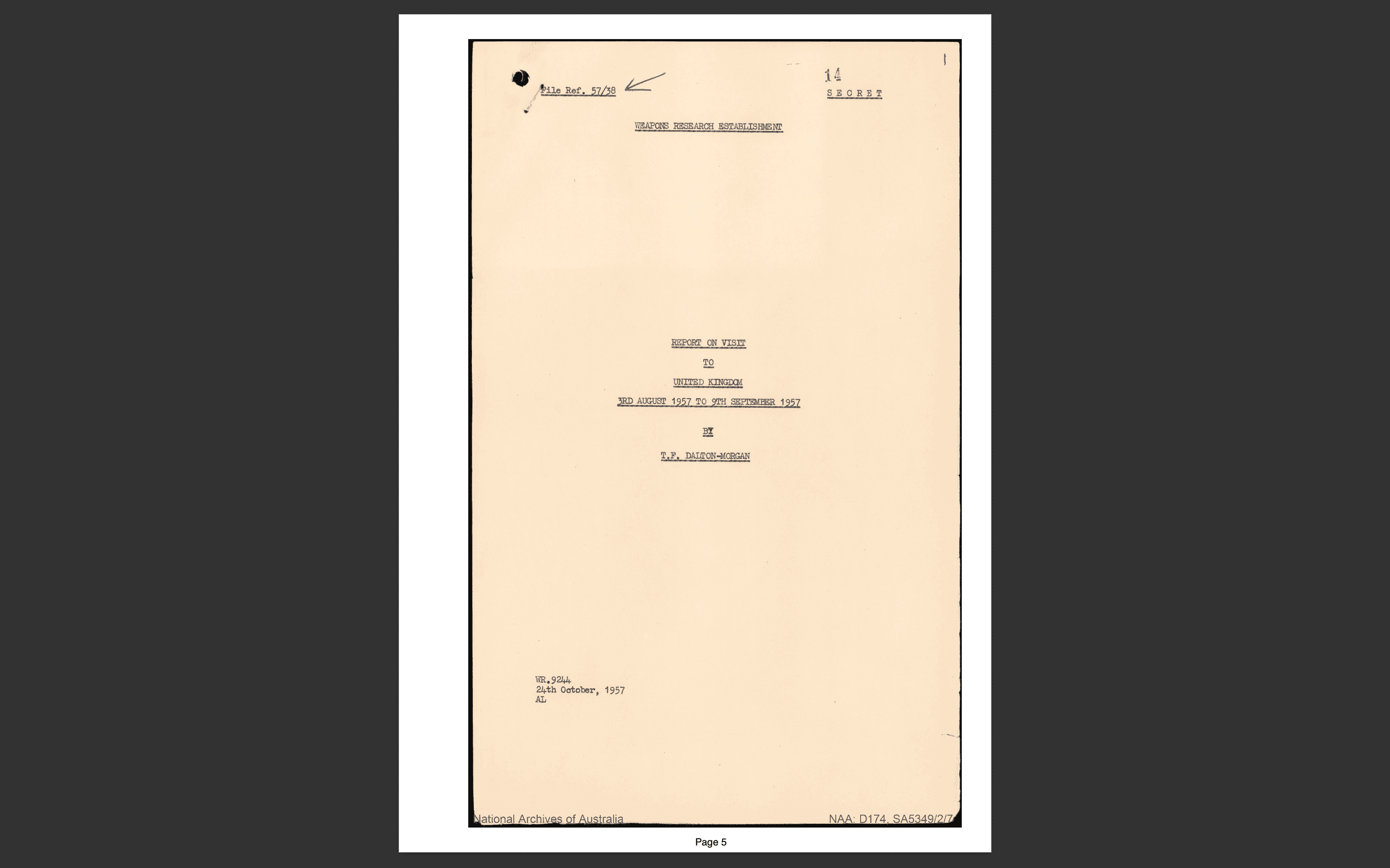 Tom's WRE UFO sighting report